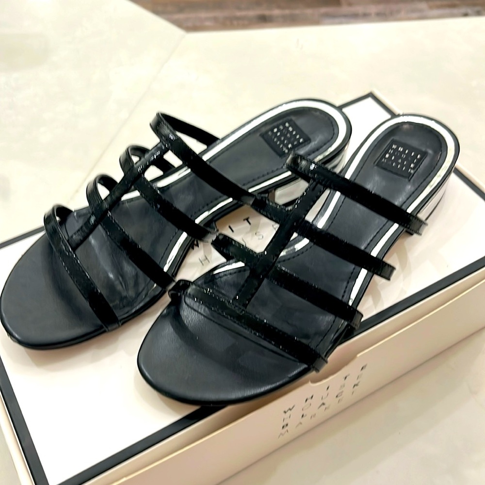 WHBM Black Madison Saffiano Slide